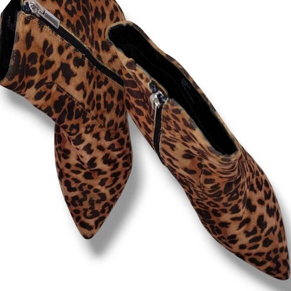 Eloquii Womens Boots Animal Print Sz 8w Browns Faux Suede Ankle Zip Stretch Tab - Picture 10 of 14